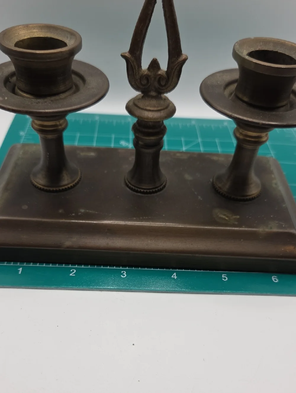 Brass Antique-Style Double Candle Holder Solid Brass. Vintage